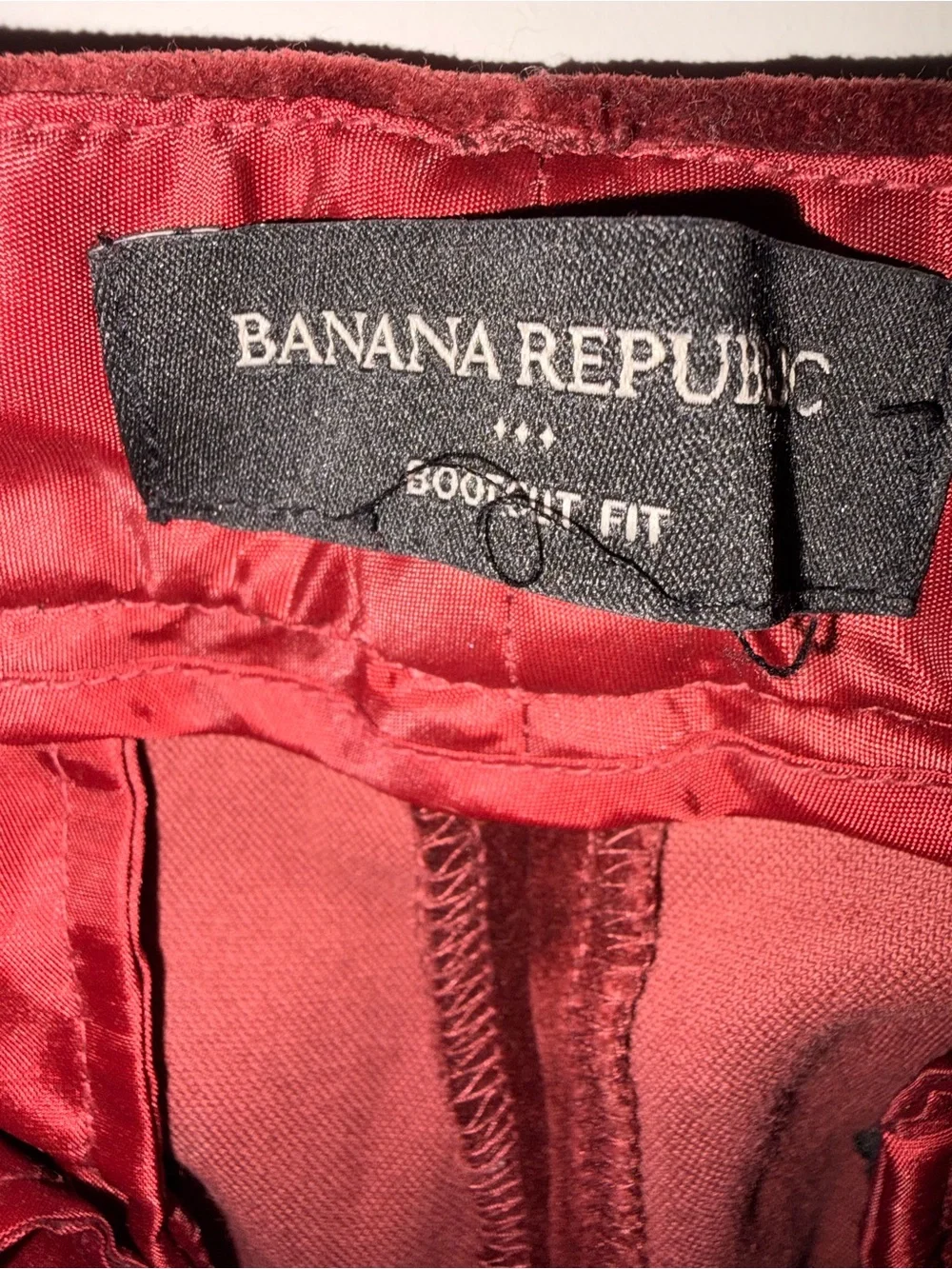 Banana Republic Women's Boot Cut Velvet Pants in Deep Red